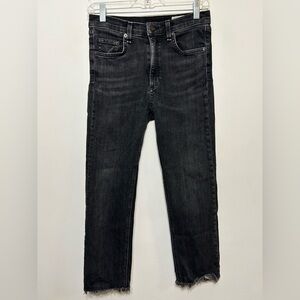 Rag & Bone High Rise Skinny Cropped Fray Hem Jeans